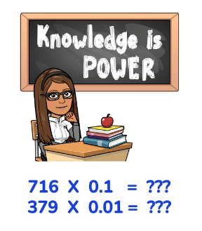 Multiplying Decimals by 0.1 and 0.01 Worksheet