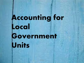 An Introduction to Accounting for States and Local Government Units