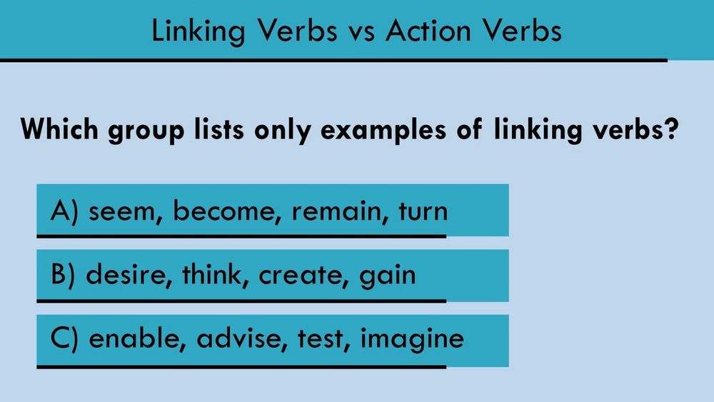 Identifying Action and Linking Verbs
