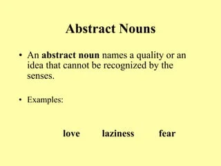 Grammar Quiz on Abstract Nouns