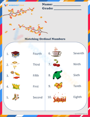 Match Ordinal Numbers: A Math Worksheet
