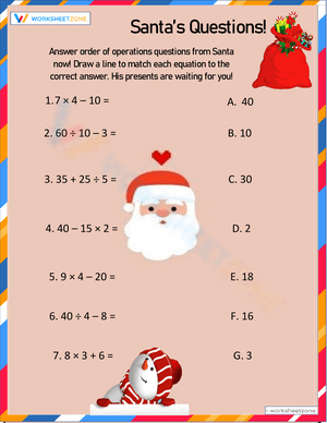 Santa's Questions Christmas Worksheet