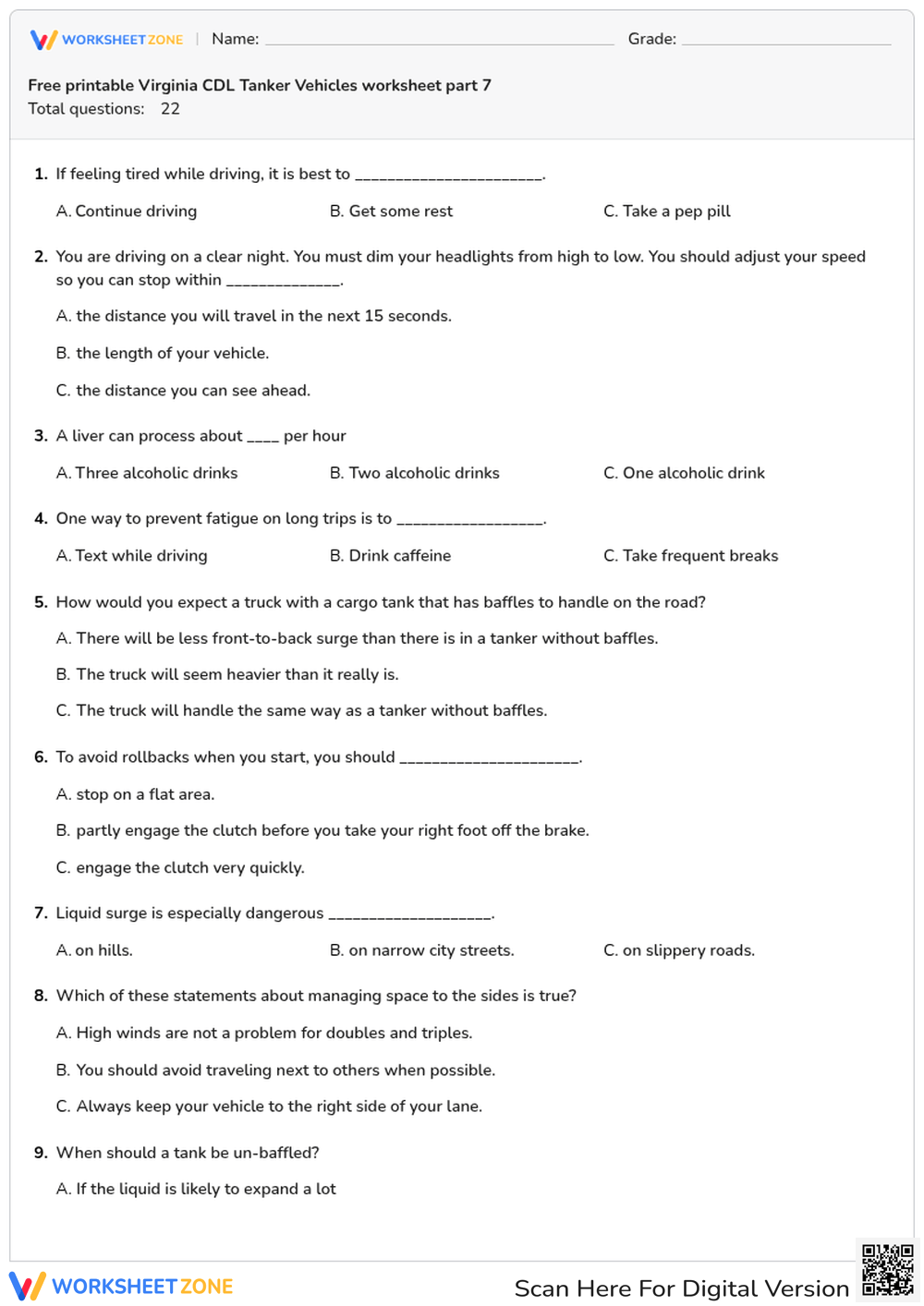 Free printable Virginia CDL Tanker Vehicles worksheet part 7