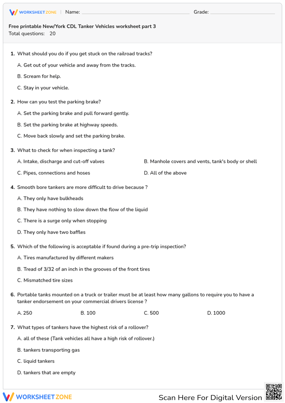 Free printable New/York CDL Tanker Vehicles worksheet part 3