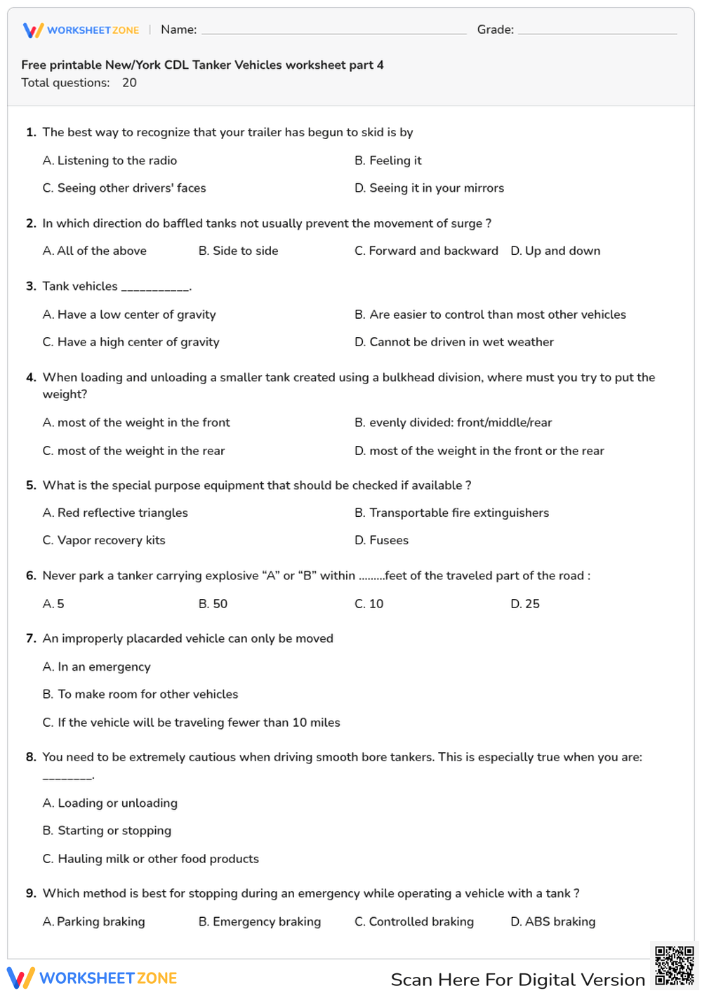 Free printable New/York CDL Tanker Vehicles worksheet part 4