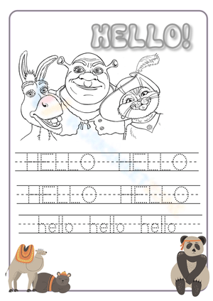 Hello Tracing and Coloring Worksheet