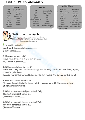 UNIT 3: WILD ANIMALS - SPEAKING 