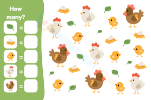 Counting worksheet - Chicken family