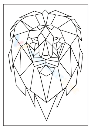 Geometric Lion Head Low Poly Coloring Page