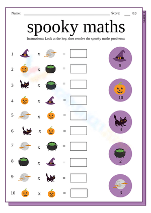 Spooky Math: Halloween Multiplication Worksheet