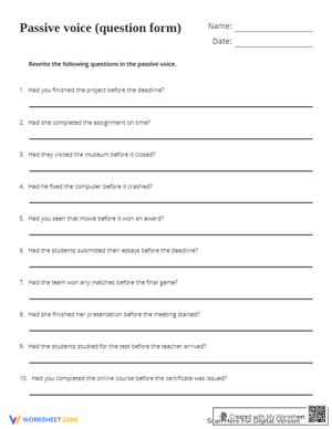 Passive voice question form