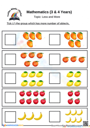 3 & 4 Years: Mathematics (Less and More)