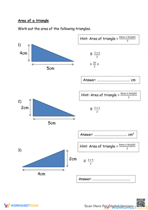 Area of Triangles Worksheet