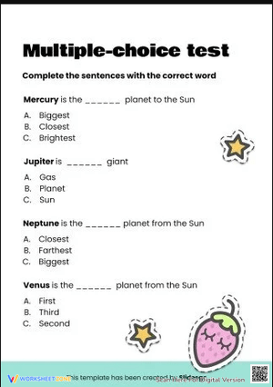 Solar System Worksheet | Grade 5 Essential Science