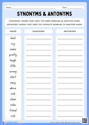 Synonym and Antonym Filling